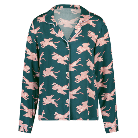 Chaqueta de pijama de manga larga tejida, Azul