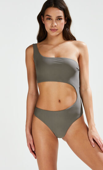 Traje de ba&ntilde;o asim&eacute;trico Tribe, Verde