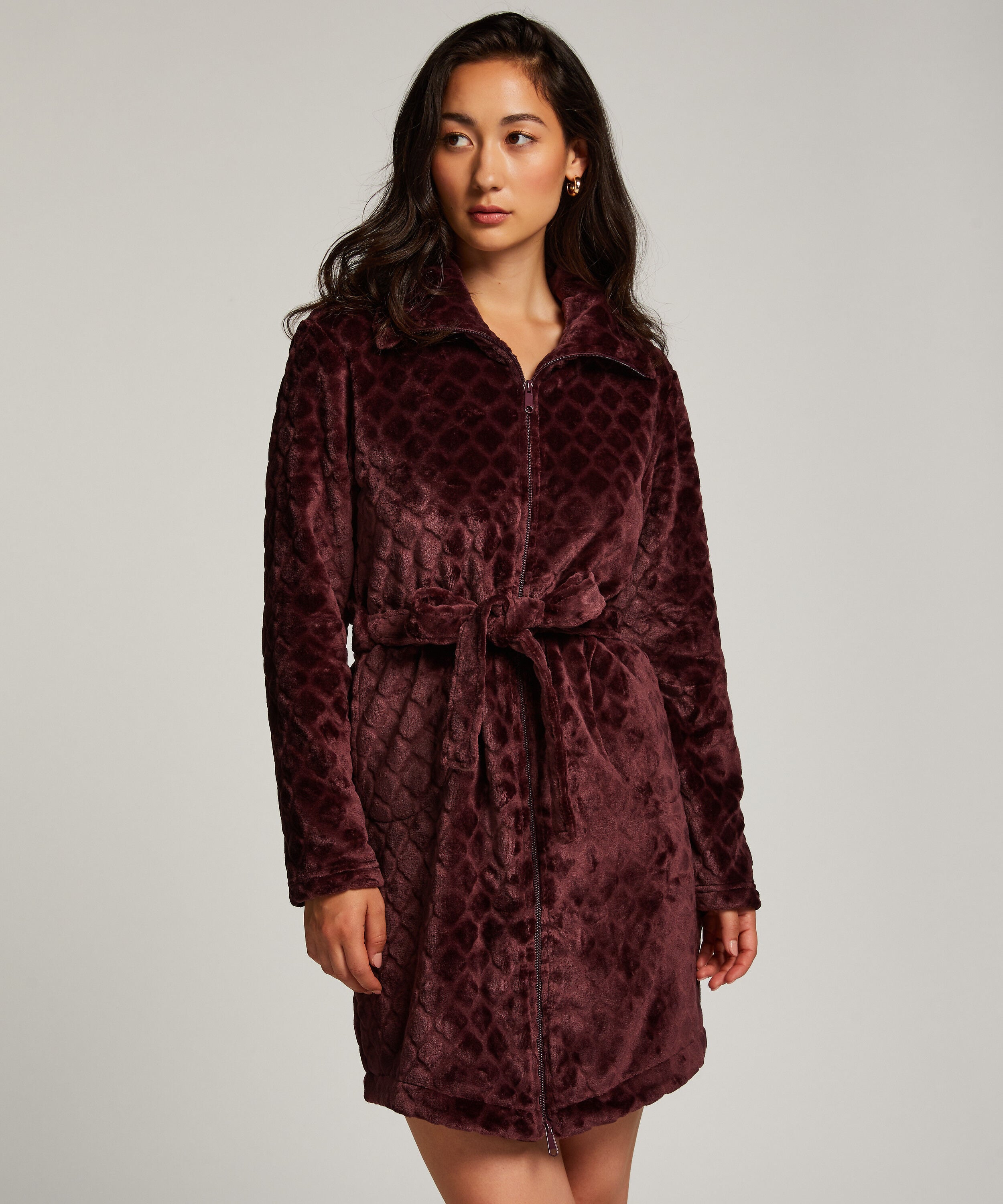 Albornoz Zip Fleece, Morado