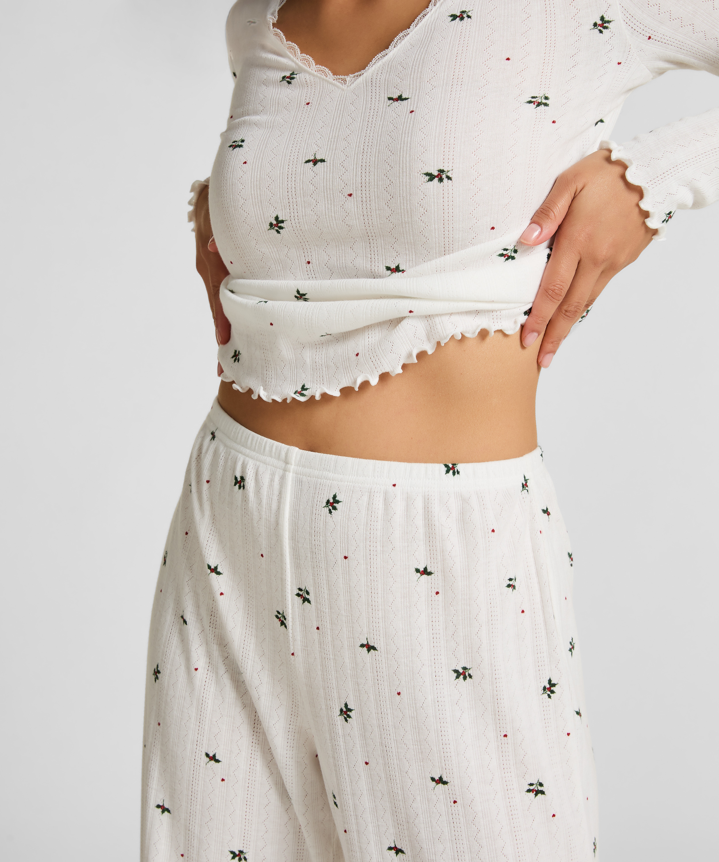 Top de pijama Pointelle, Blanco, main