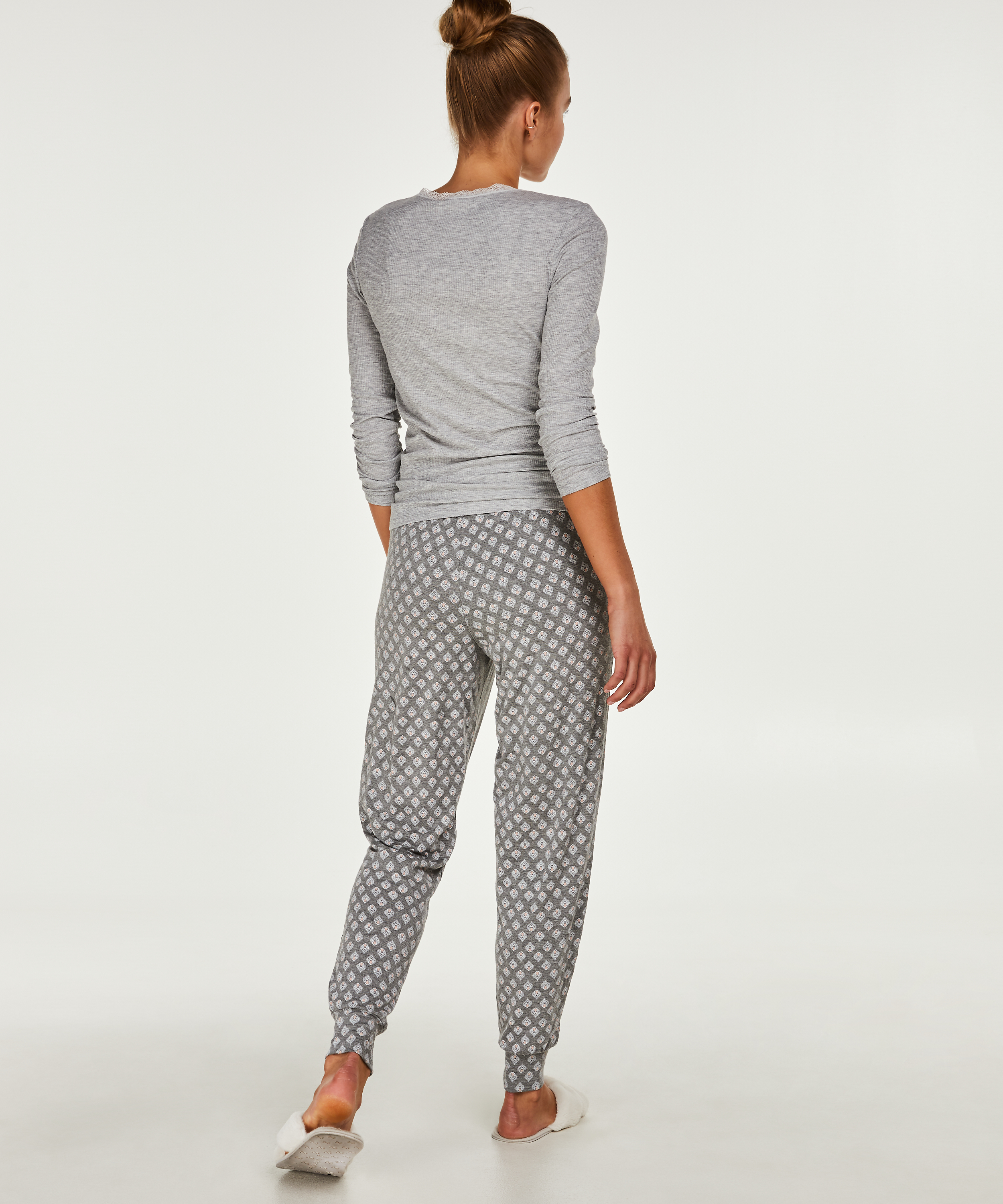 Top acanalado R-neck, Gris, main