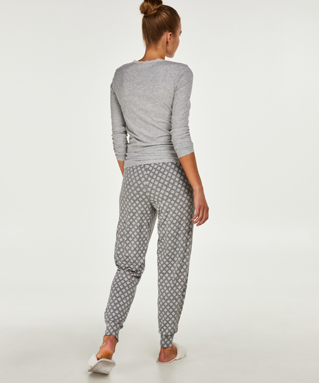 Top acanalado R-neck, Gris