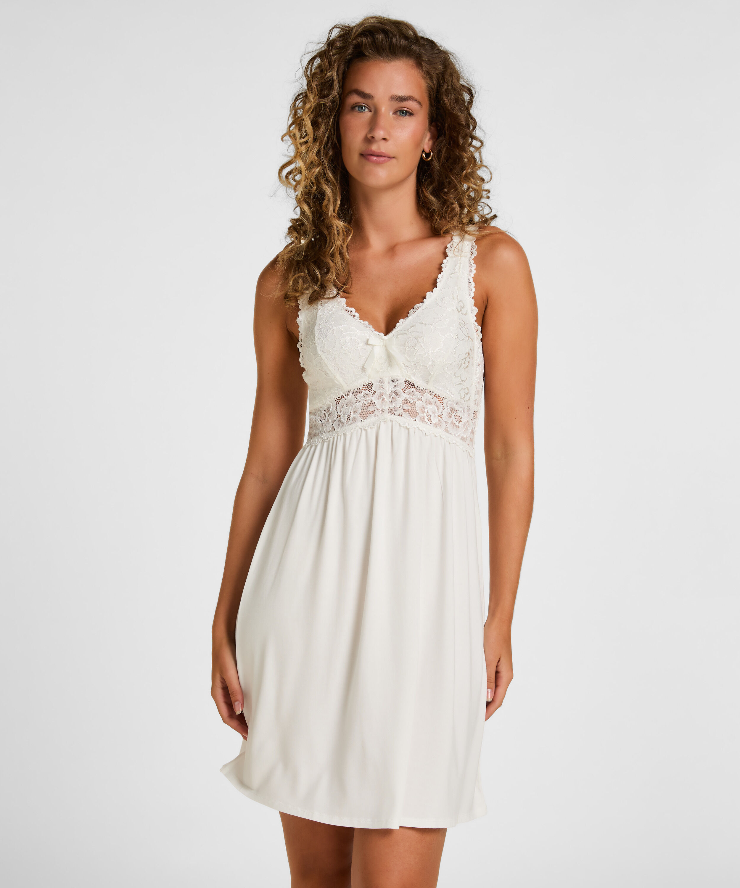 Vestido lencero Nora Lace, Blanco