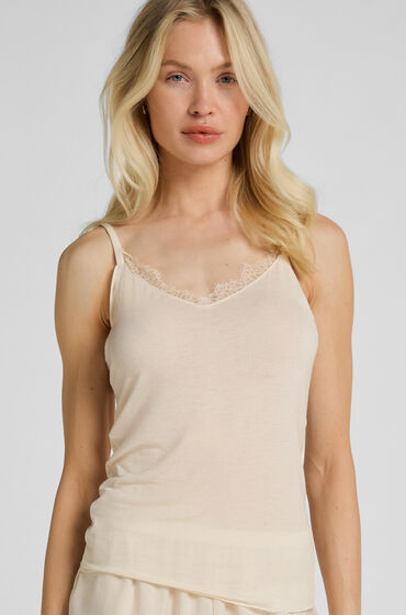 hunkemoller camiseta de encaje con cuello en v supersuave y cashmere blanco