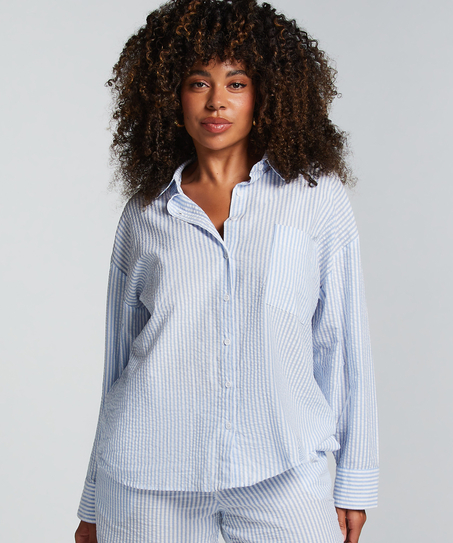 Top de pijama de algodón, Azul