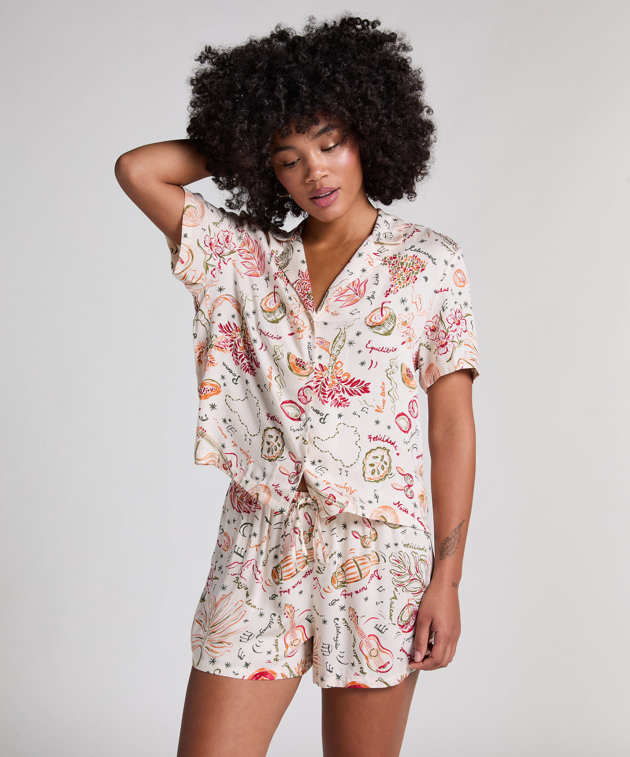 Short de sat&eacute;n, Blanco, main