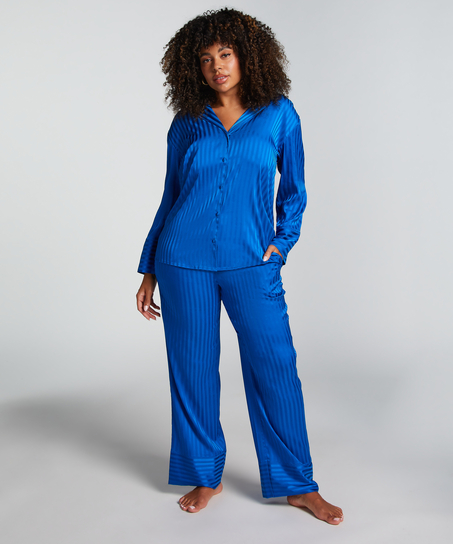 Chaqueta de manga larga y satén, Azul