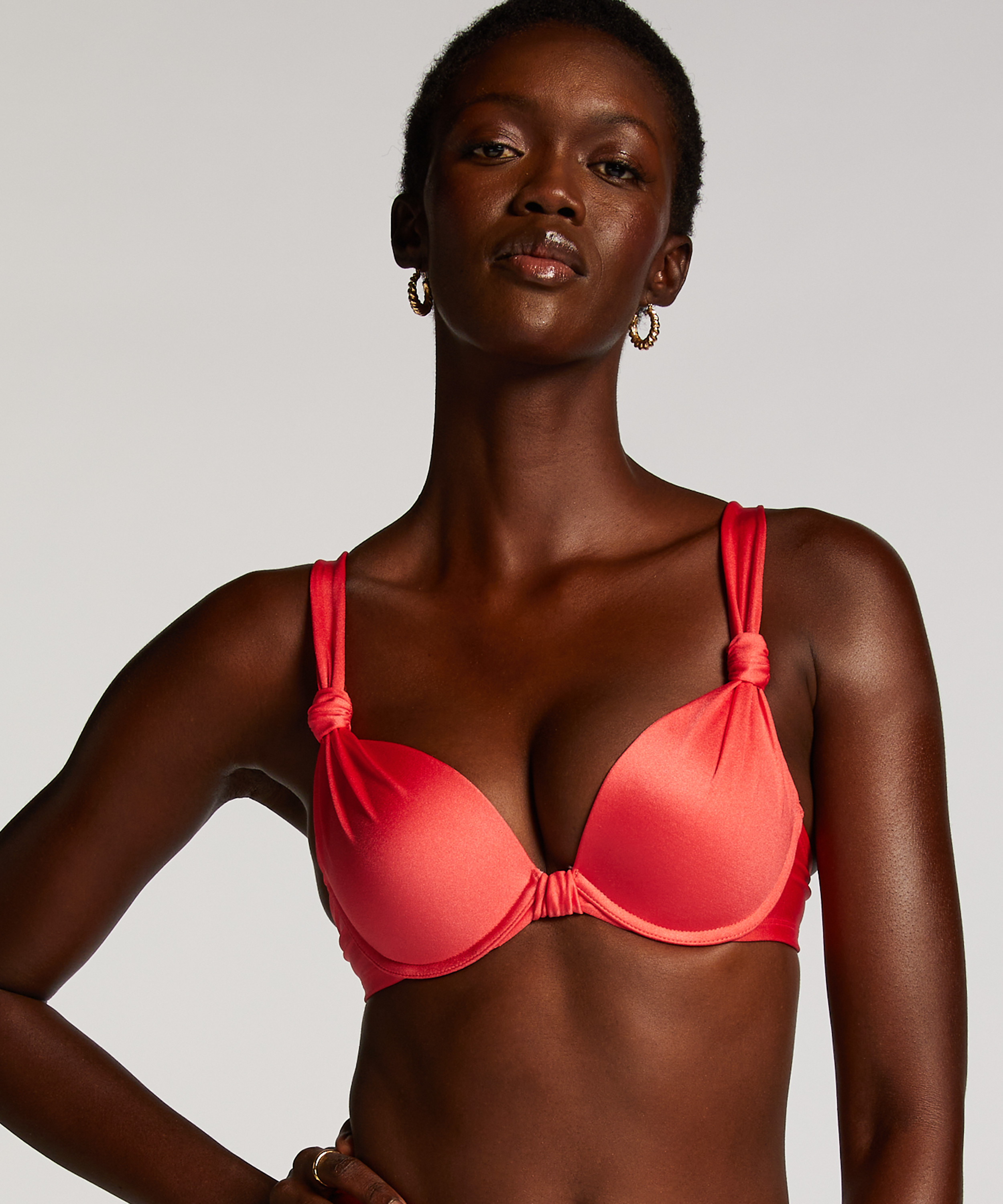 Top de bikini push-up Luxe Copa A - E, Rojo, main
