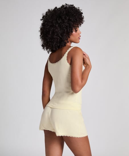 Camiseta sin mangas en pointelle, Amarillo