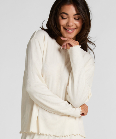 Pyjama Top Loose Pointelle, Blanco