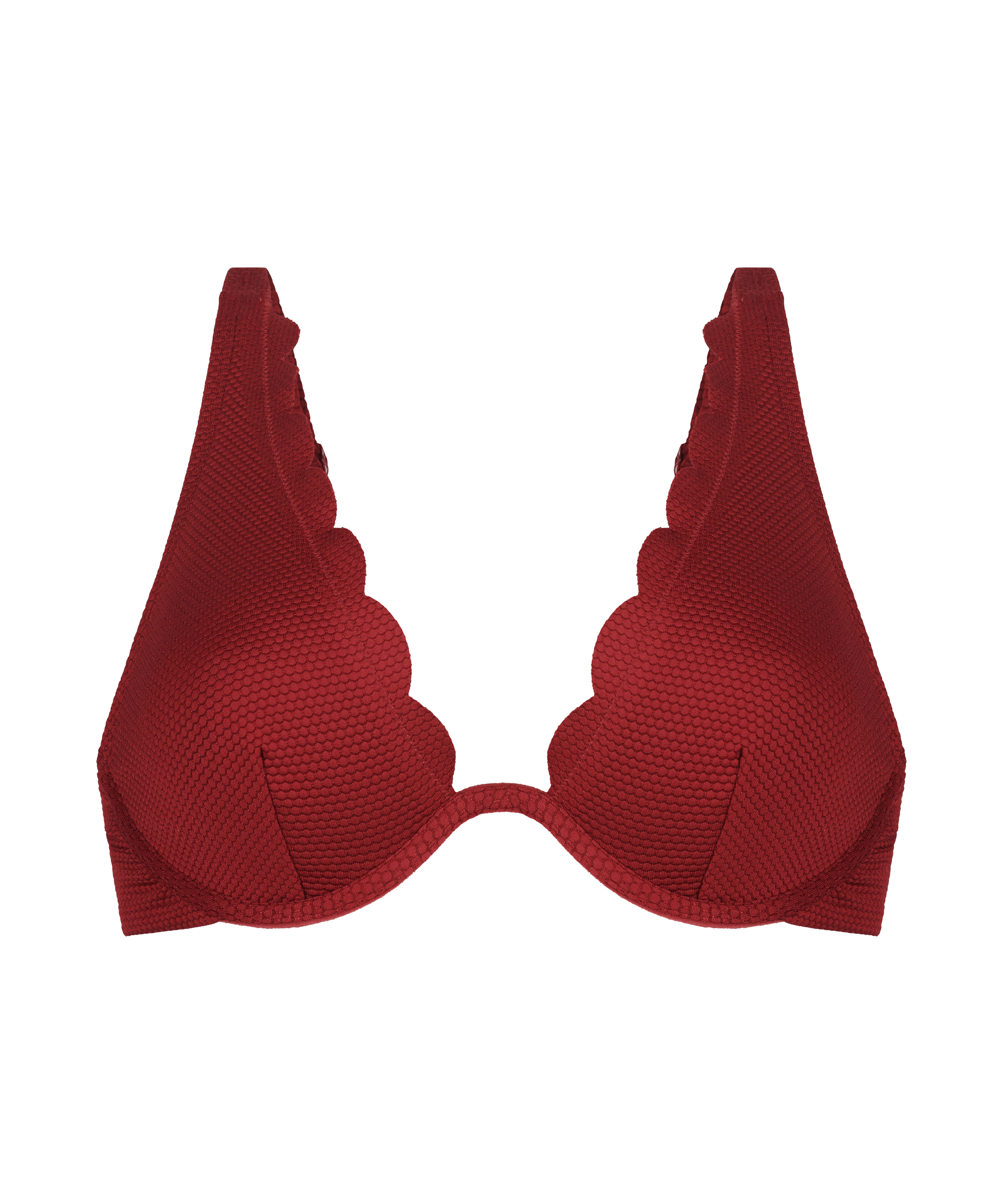 Top de bikini de aros no preformado Scallop, Rojo, main