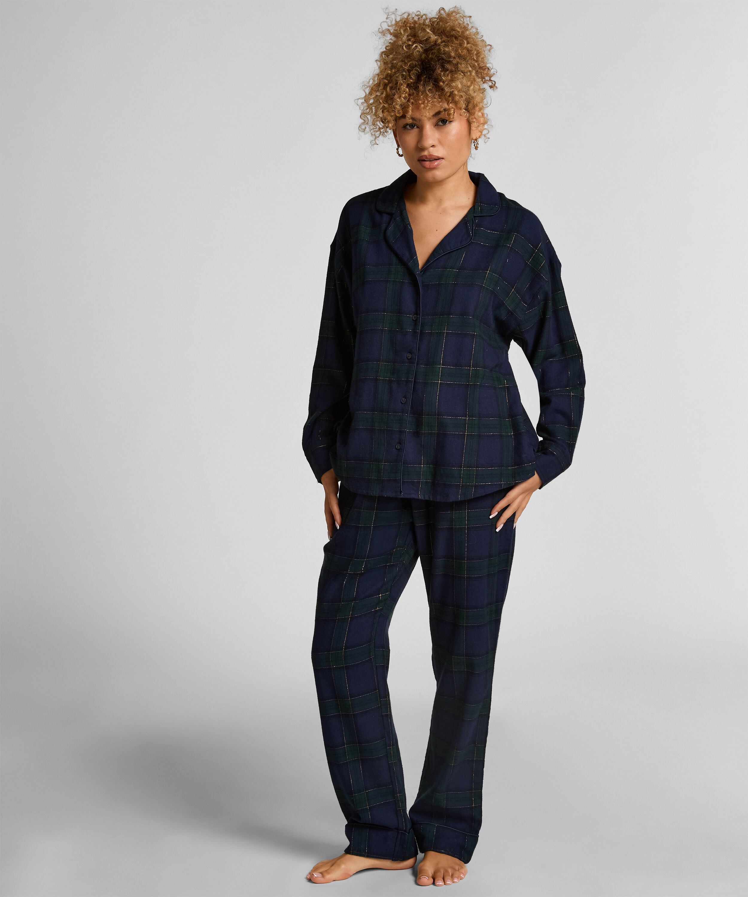 Petite pantalones de pijama de franela, Azul