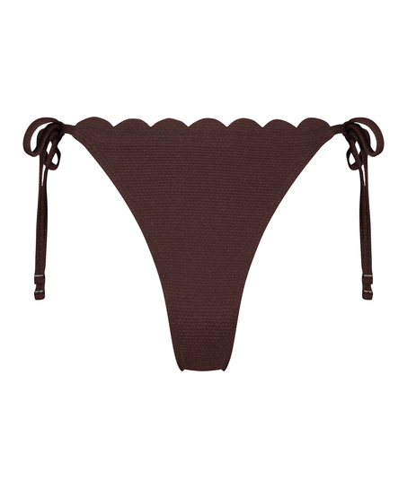 Braguita de Bikini Cheeky Tanga Scallop Lurex, marr&oacute;n