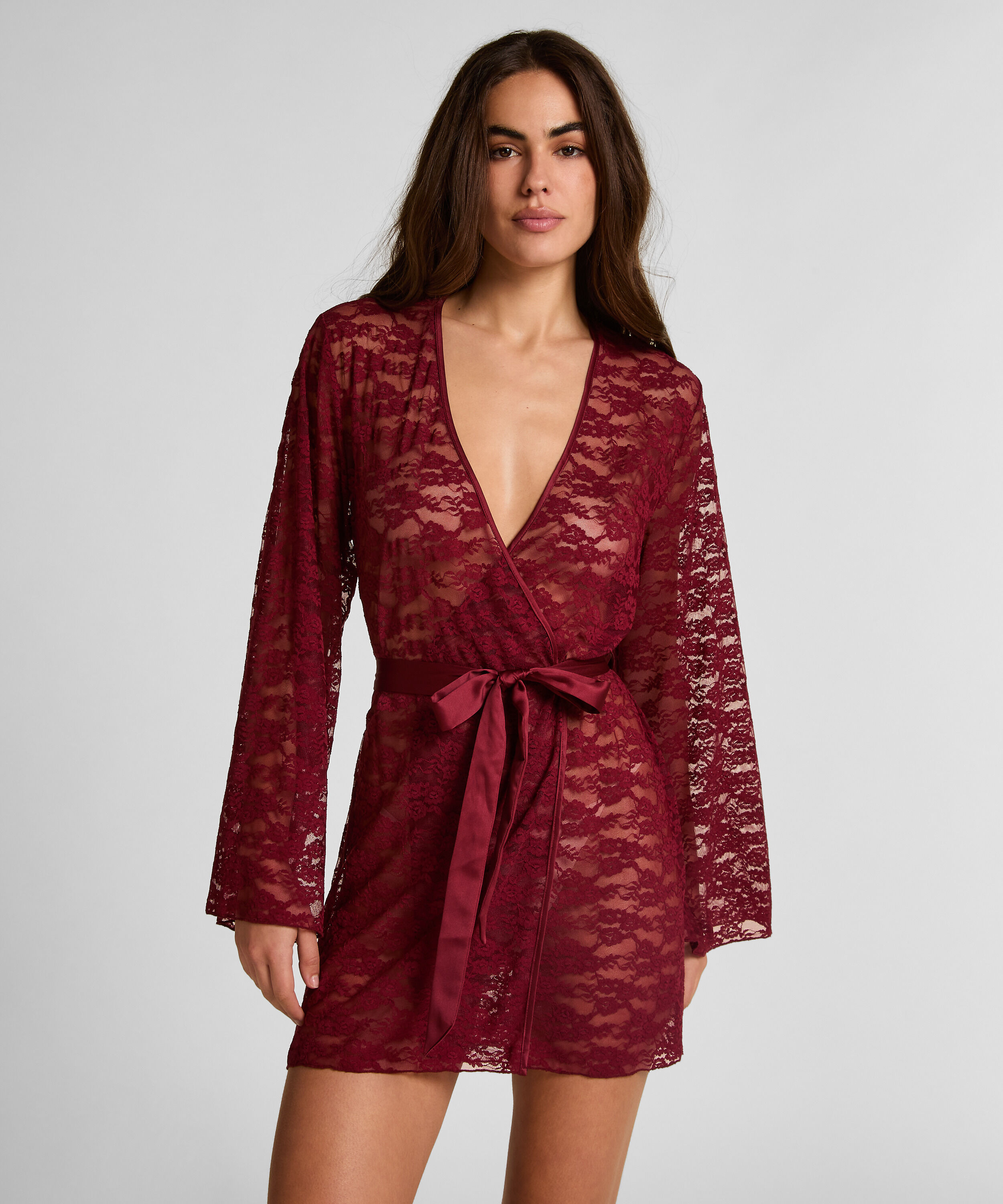 Kimono de encaje integral, Rojo Kimono de encaje integral, Rojo