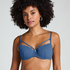 Top de bikini acolchado con aros Scallop, Azul