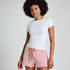 Short de punto con volantes, Rosa