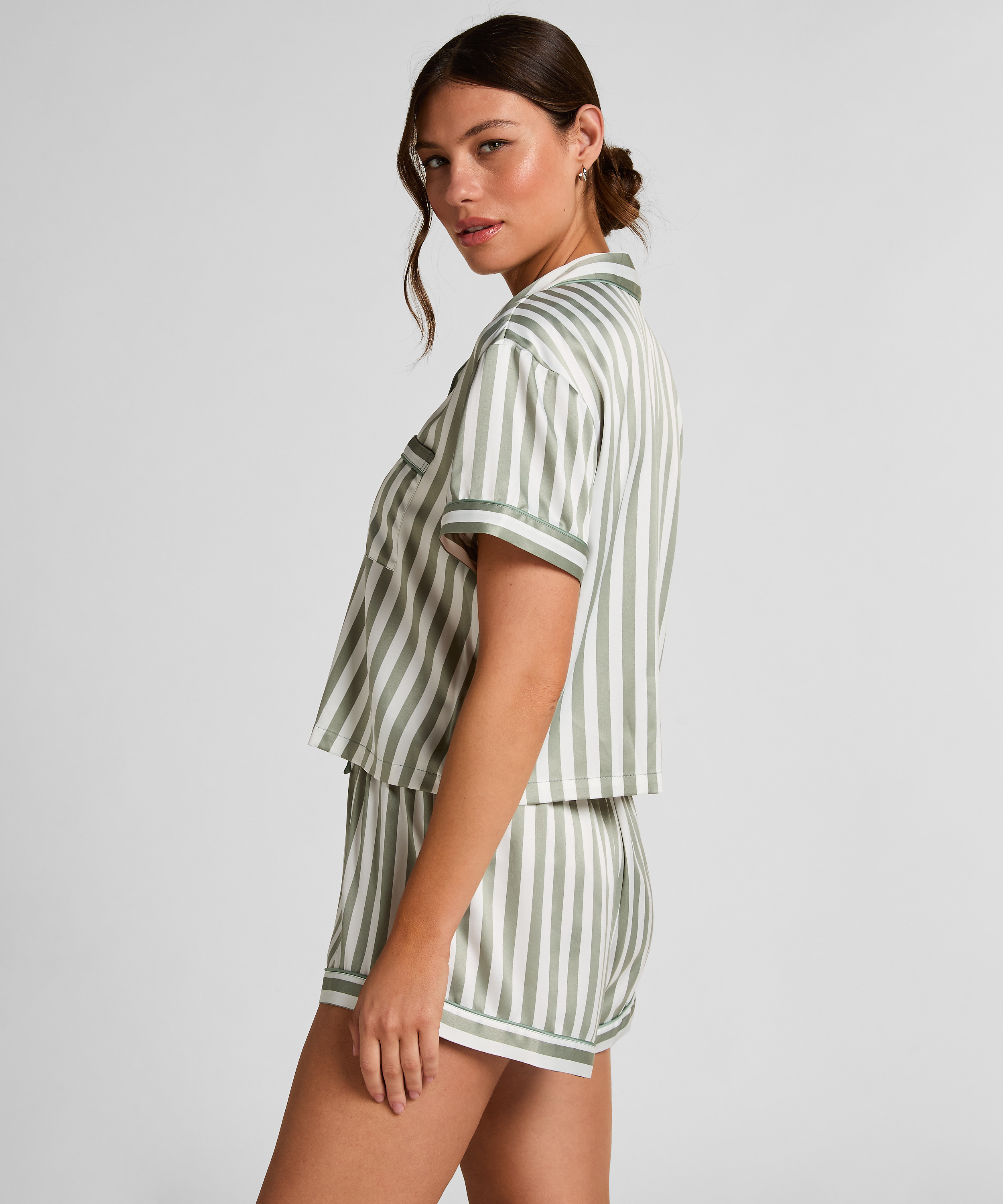 Juego de pijama de sat&eacute;n, Verde, main