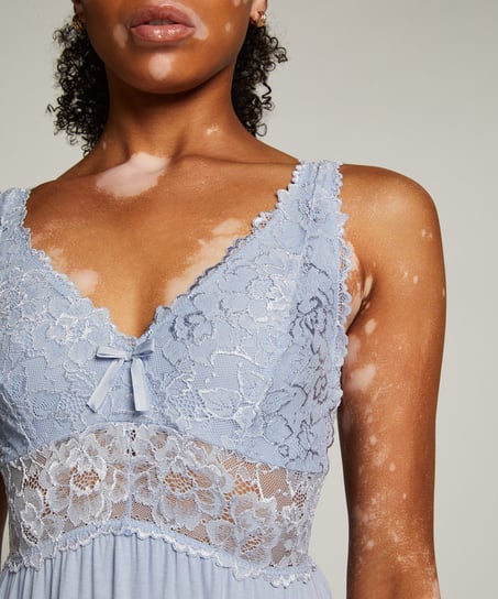 Vestido lencero Nora Lace, Azul