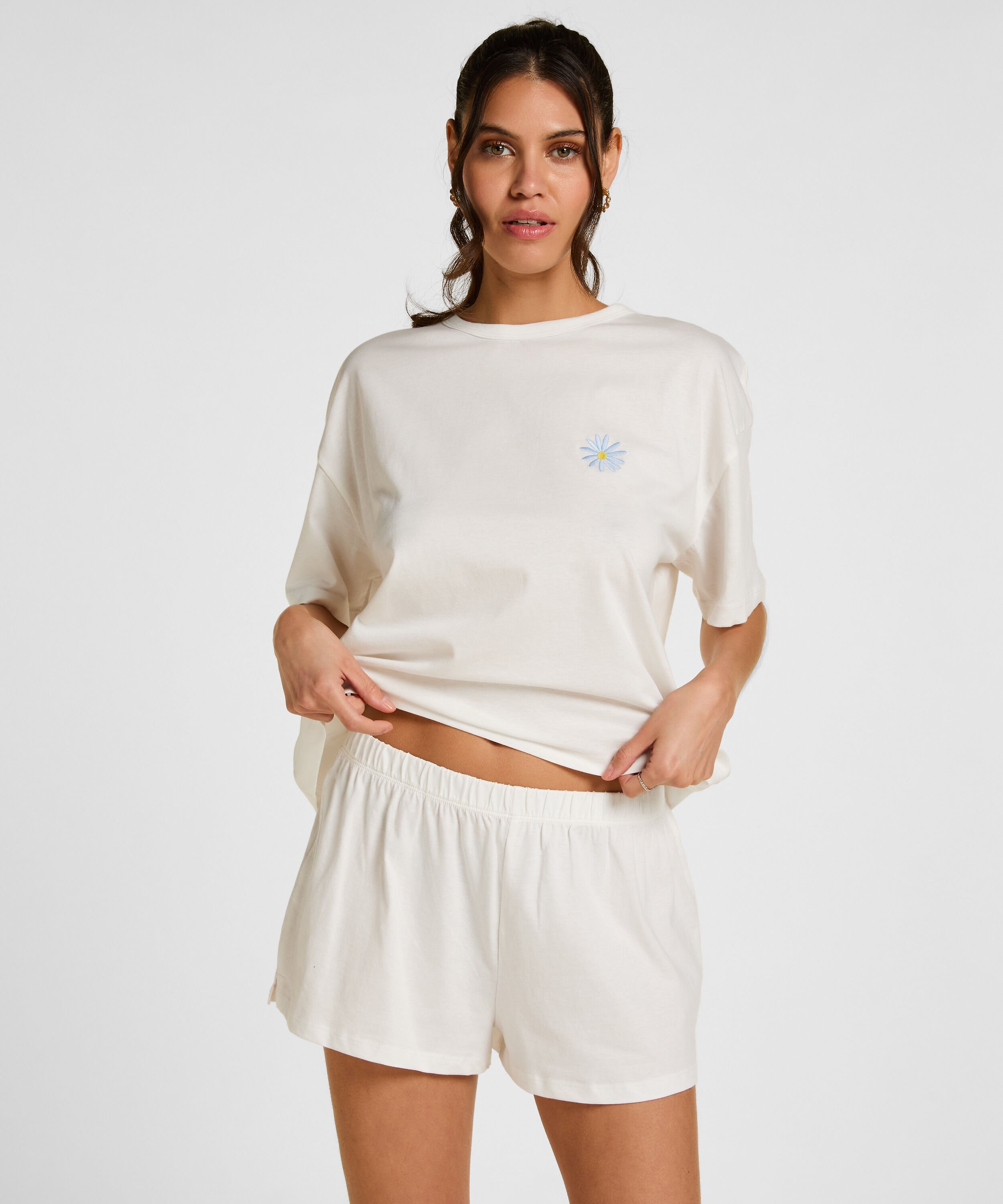 Conjunto de Pijama de Algodón, Blanco