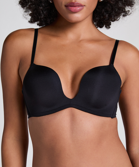 Sujetador push-up de aros preformado Deep-V, Negro