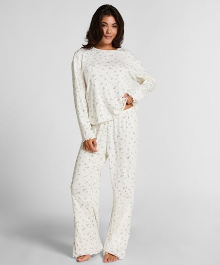 Pyjama Pant Loose Pointelle, Blanco