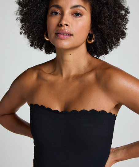Bañador Bandeau Scallop, Negro