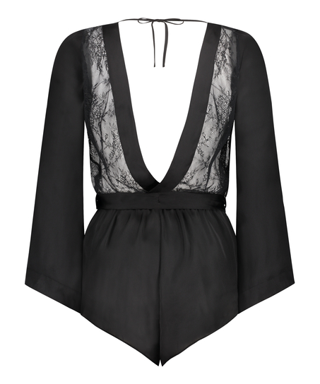 Satin Playsuit Rylie, Negro