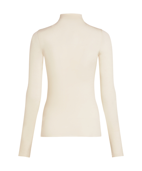 Camiseta de cachemir con cuello alto super suave, Blanco