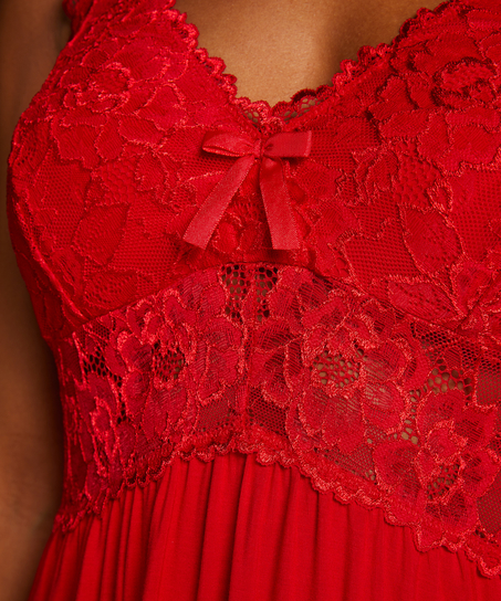 Vestido lencero Nora Lace, Rojo