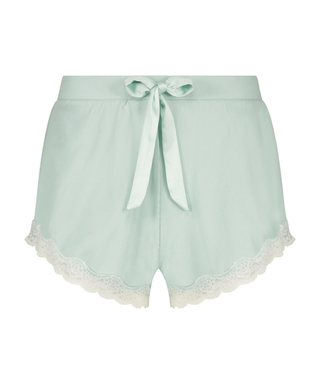 Shorts de canalé de encaje, Verde