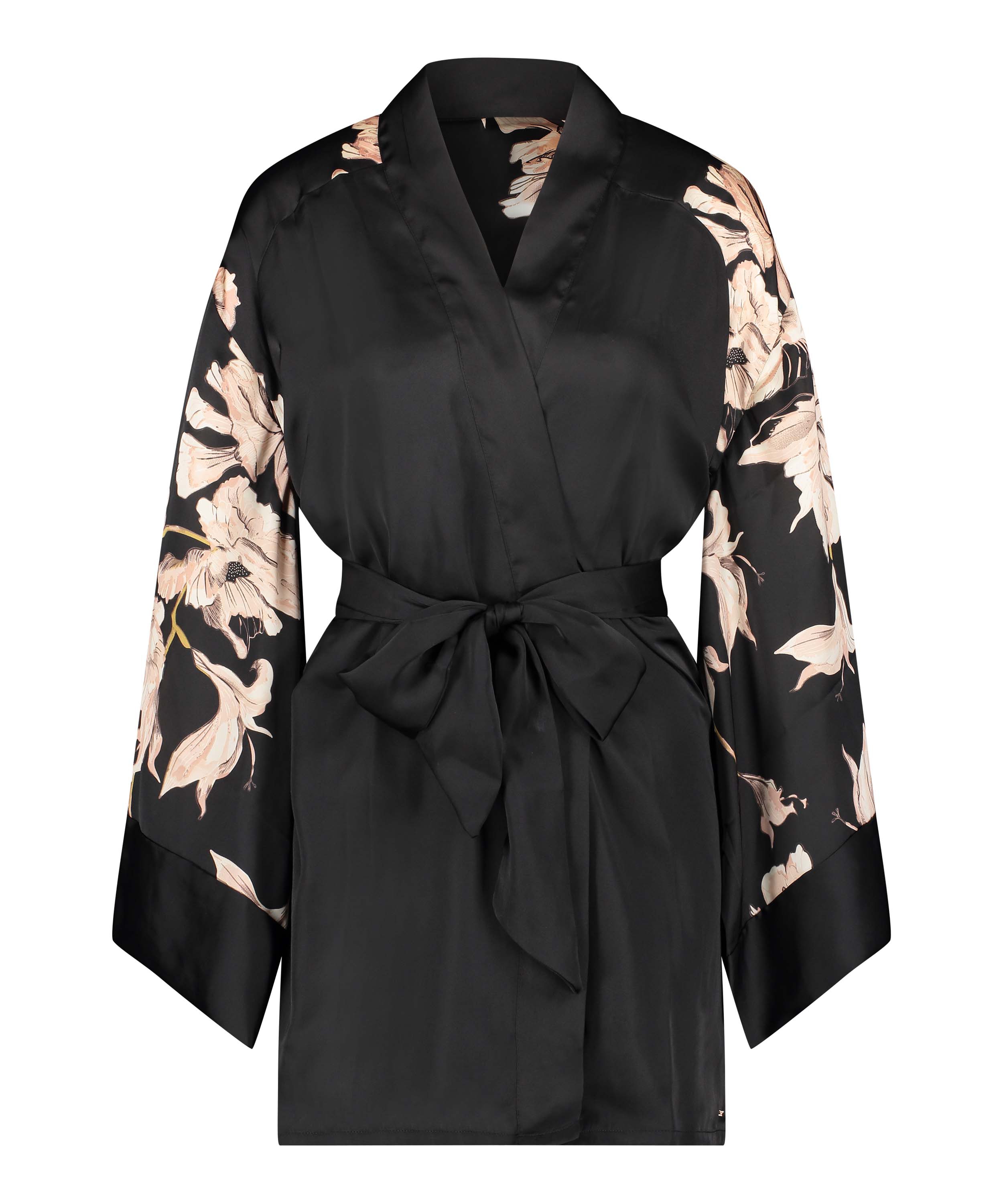 Kimono Satin Bloom, Negro, main