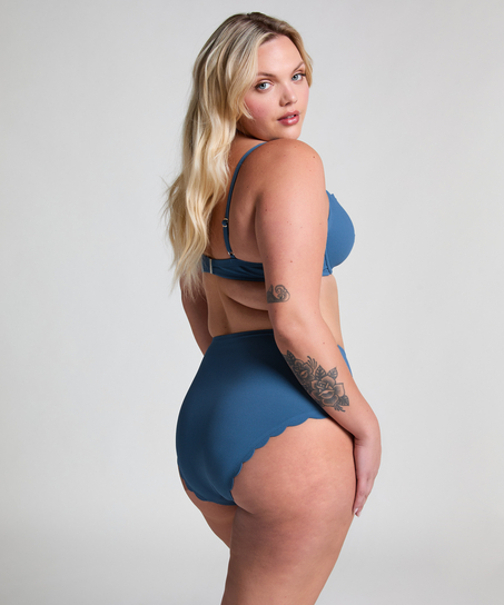Braguita de bikini de cintura alta Scallop Rio, Azul