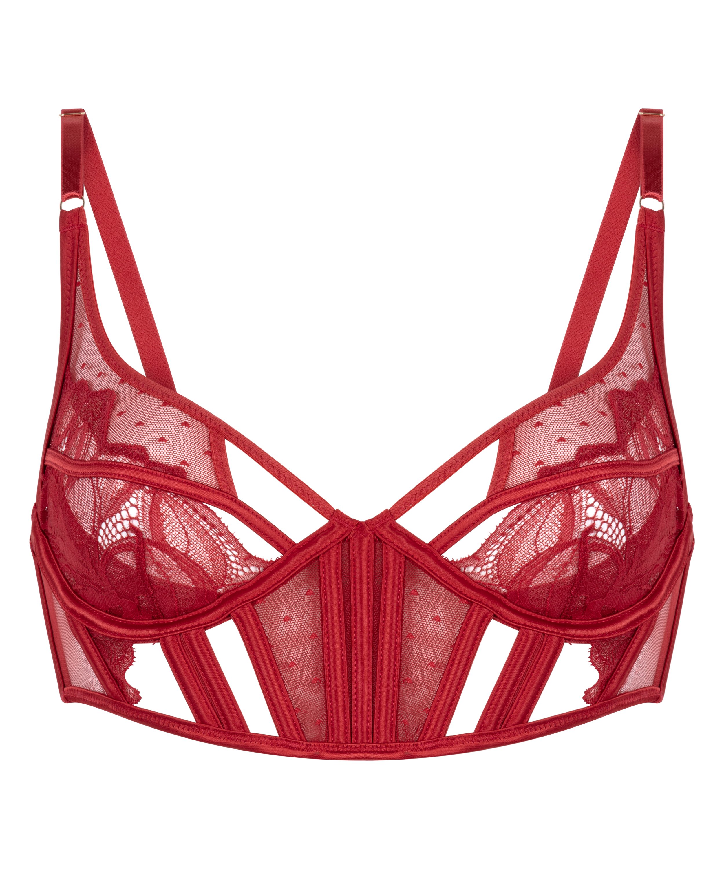 Sujetador de aros no preformado longline Billie, Rojo, main