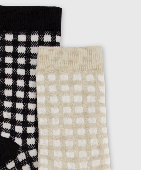 2 pares de calcetines de cuadros vichy, Negro