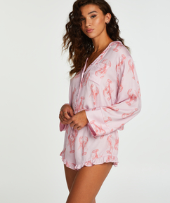 Pijama de manga larga Twill, Rosa