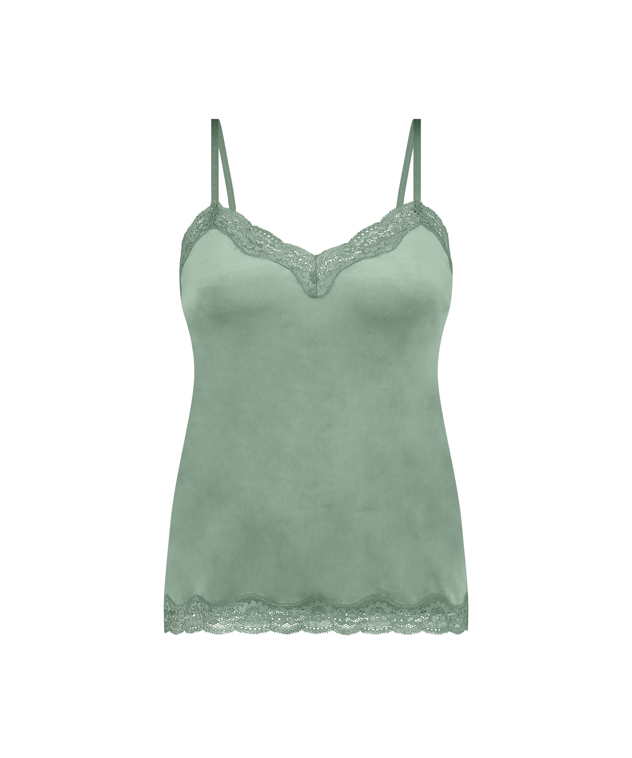 Camiseta top Velours Lace, Verde, main