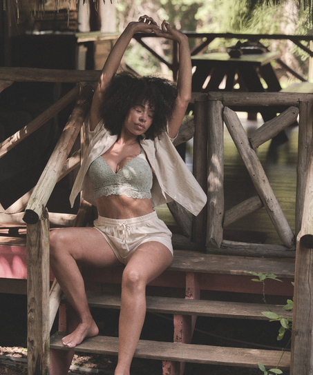 Top a rayas de algodón Jacket, Beige