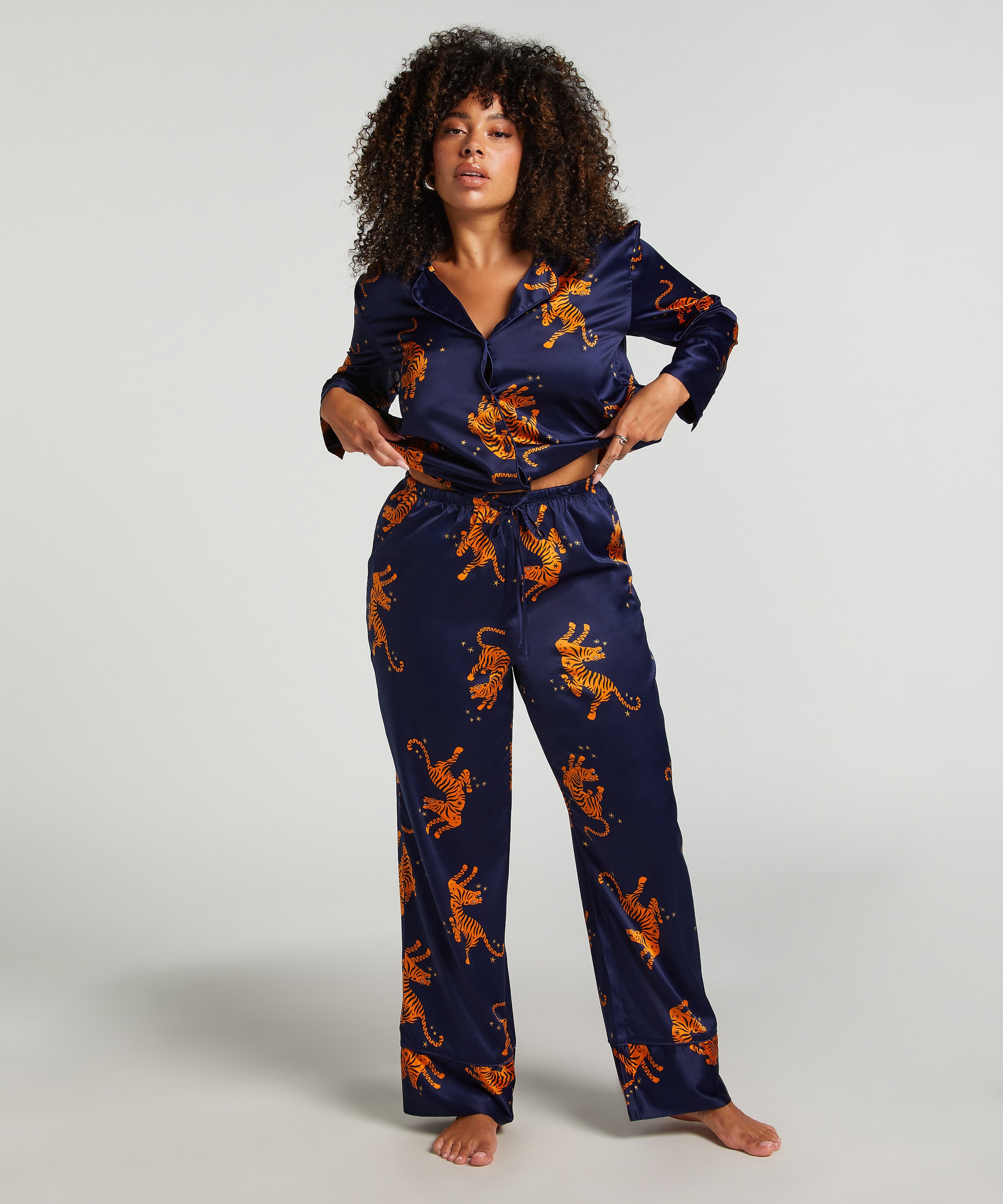 Pantal&oacute;n de sat&eacute;n, Azul, main