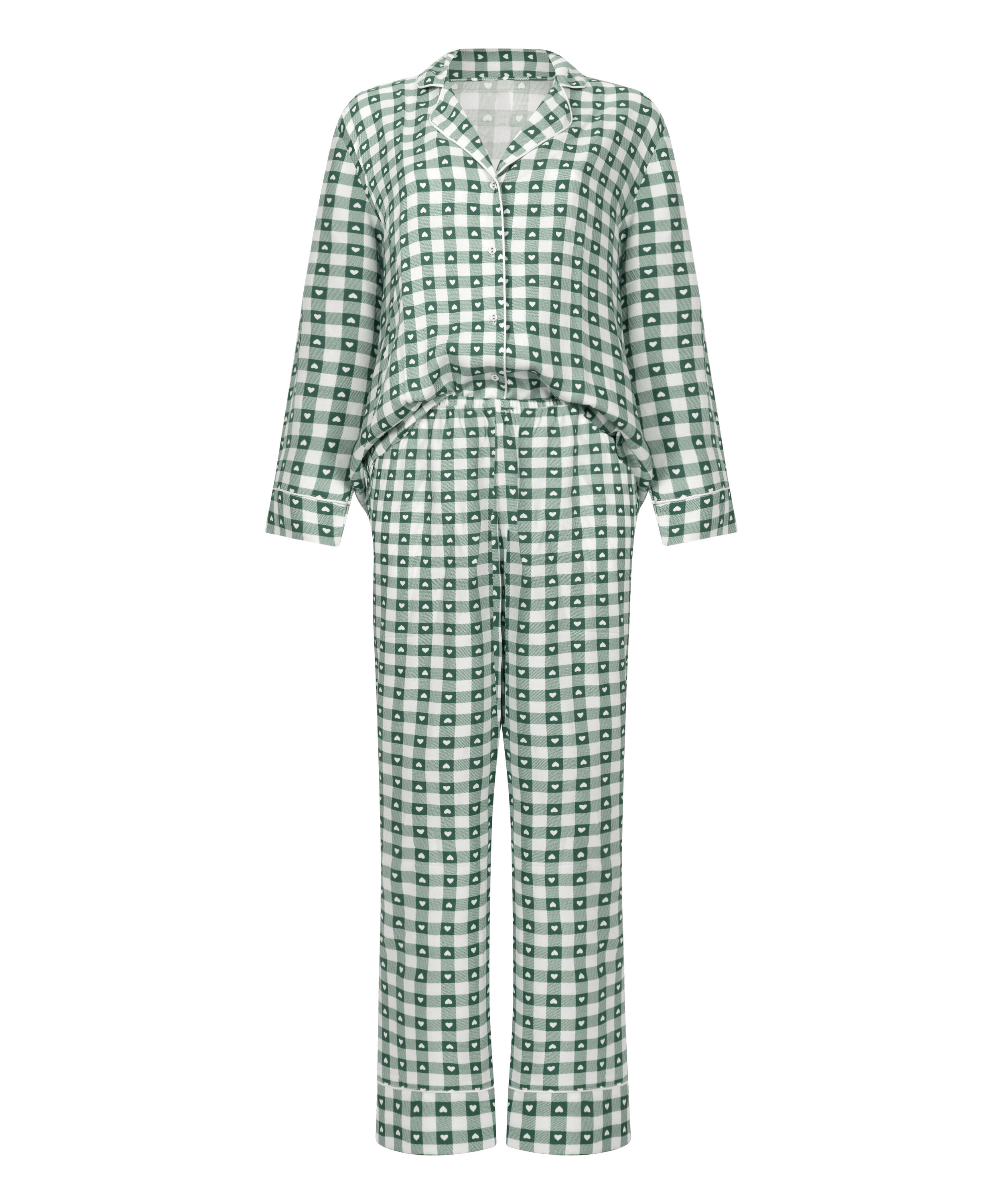 Conjunto de pijama de sarga, Verde