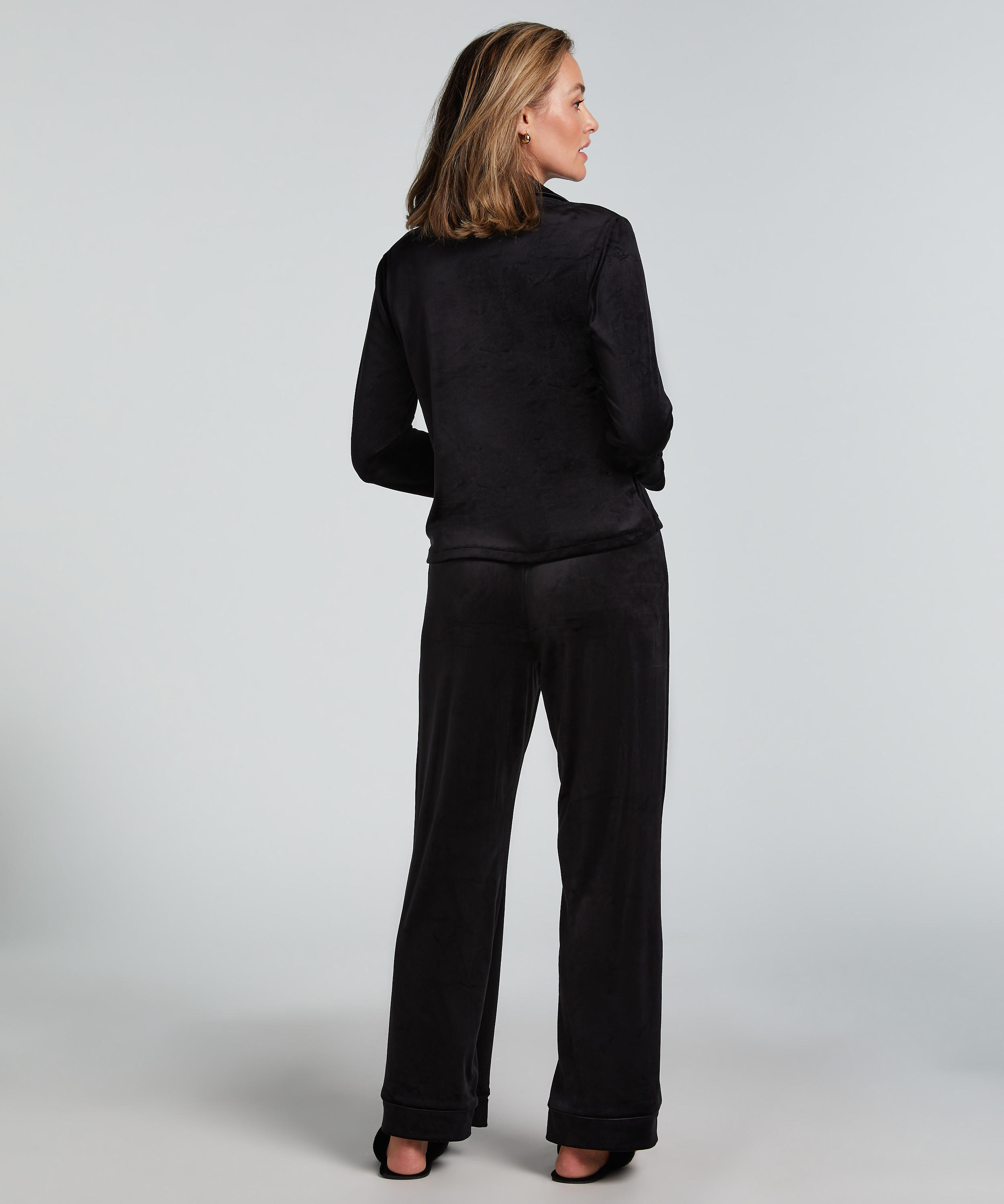 Chaqueta de terciopelo de manga larga, Negro, main