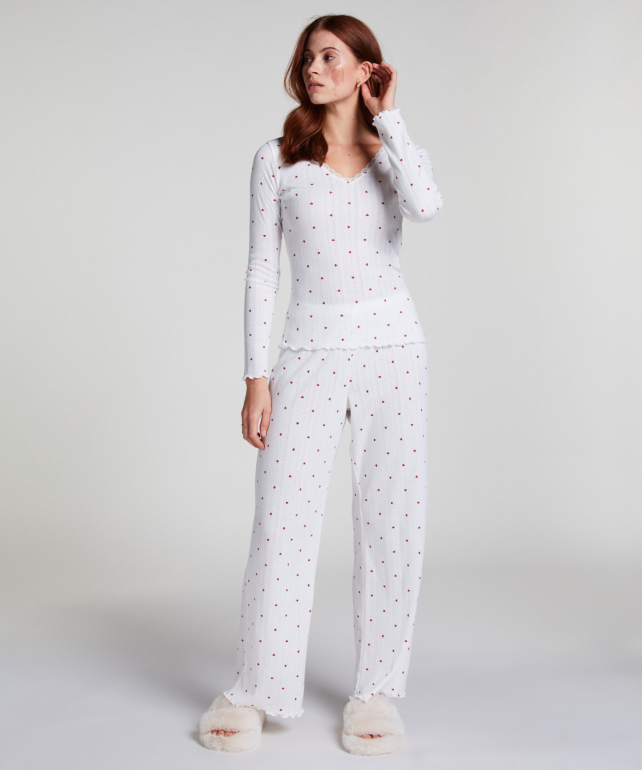 Pantalón de pijama Pointelle, Blanco