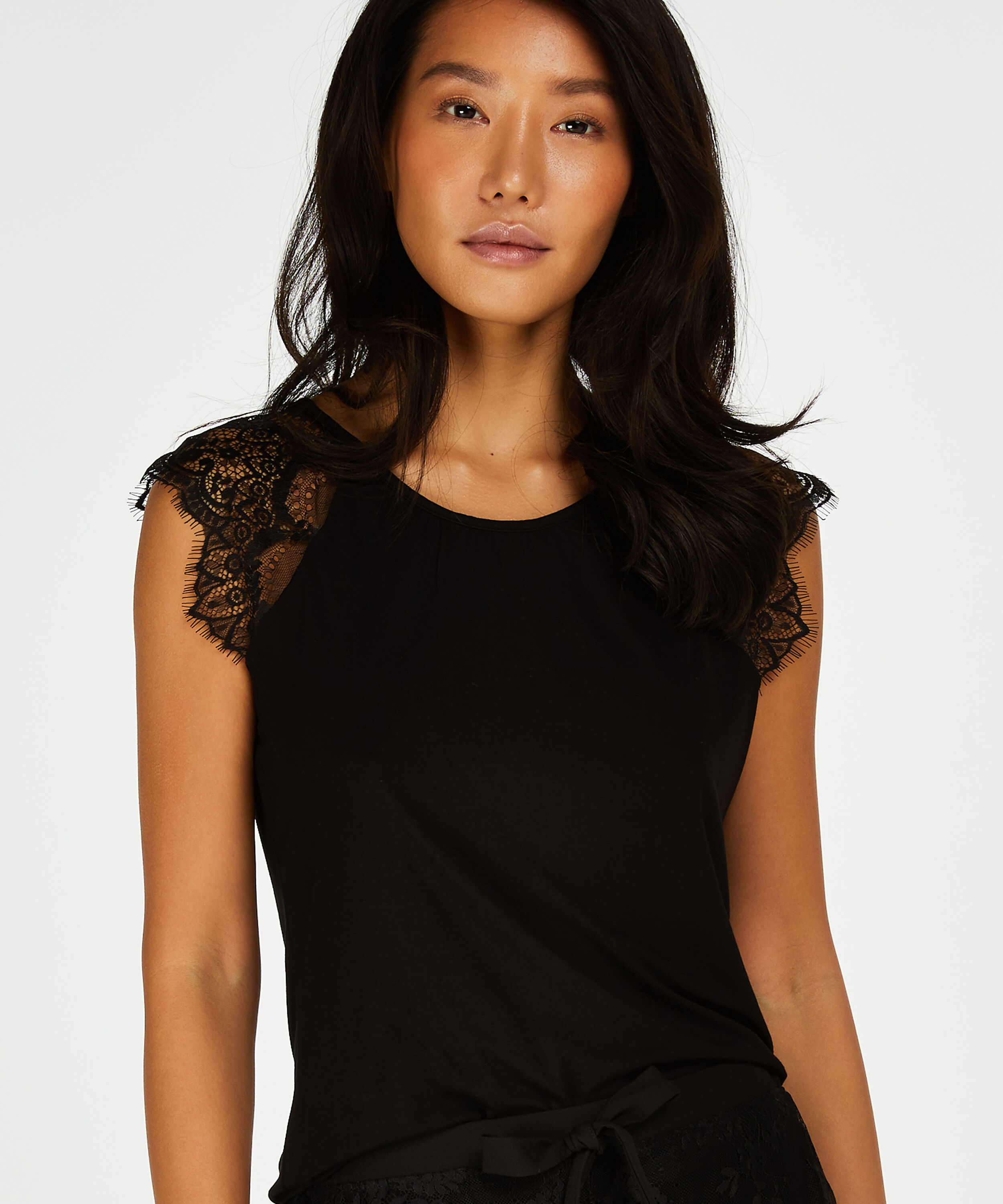 Camiseta sin mangas de tejido de punto, Negro