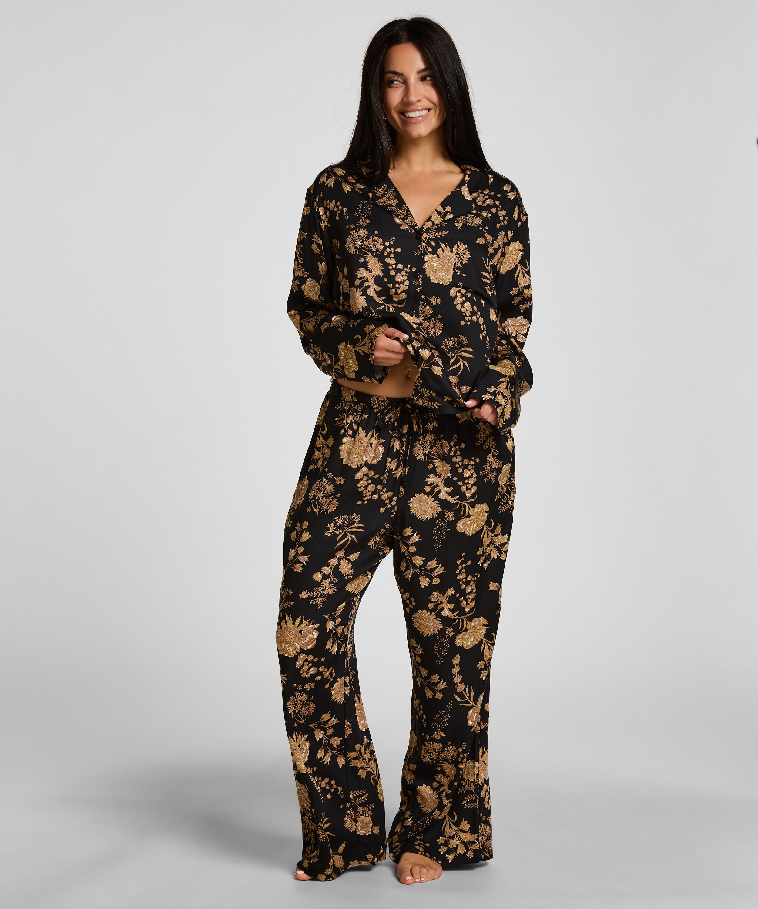 Pantalón de Pijama Woven Print, Negro