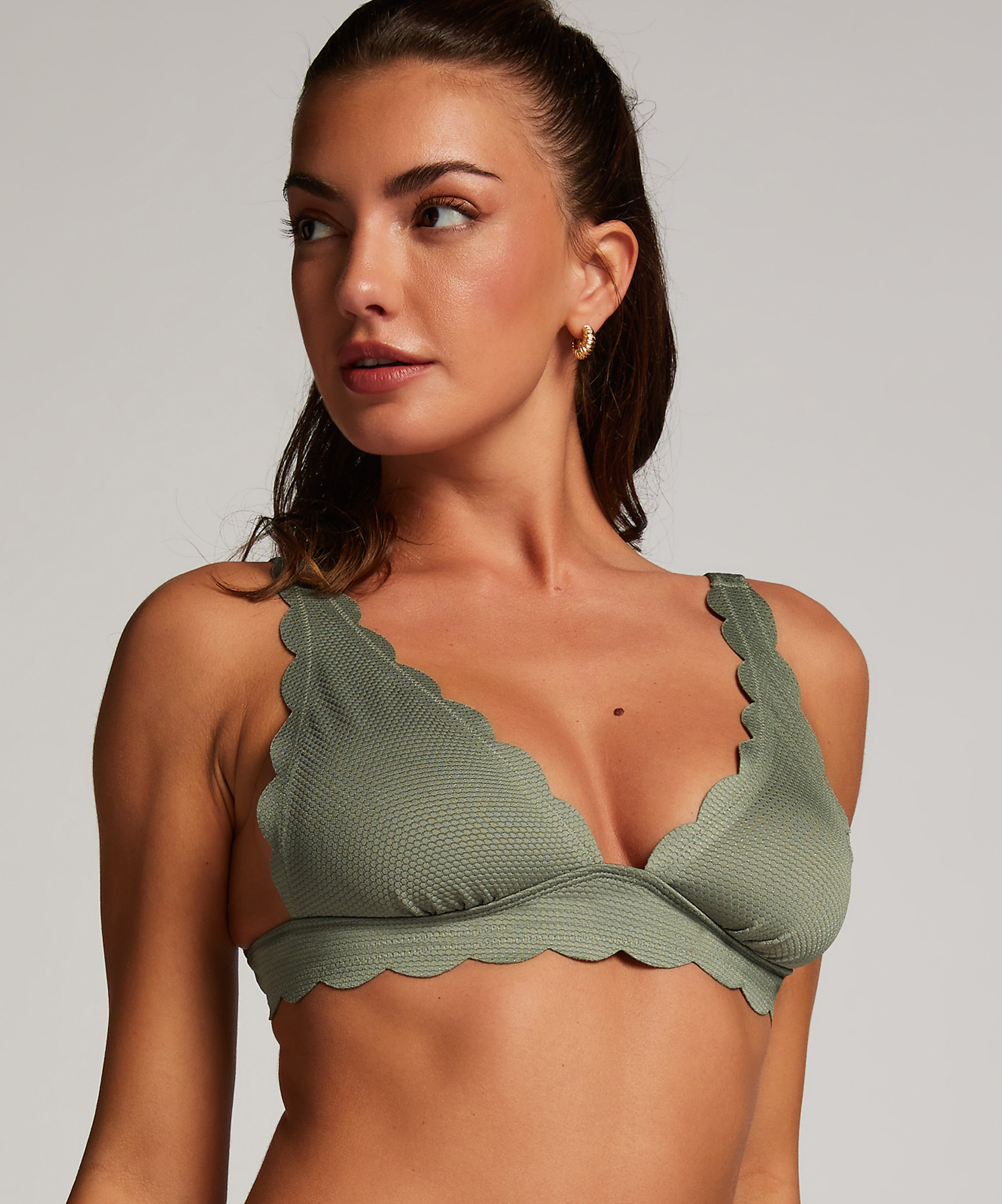 Top de bikini triangular Scallop, Verde, main