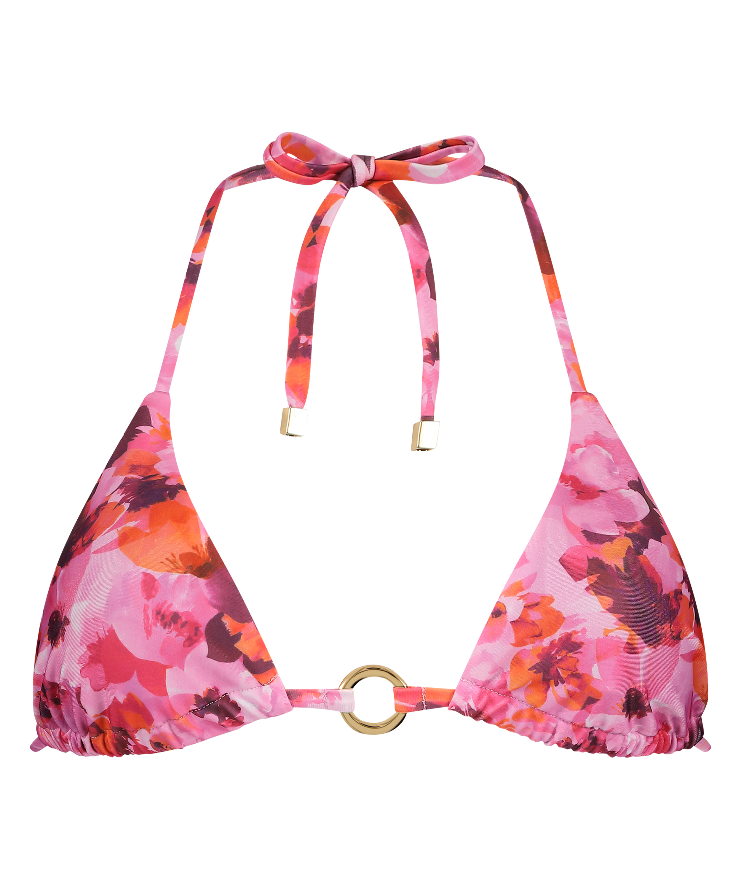 Top de bikini triangular Floral, Rosa, main