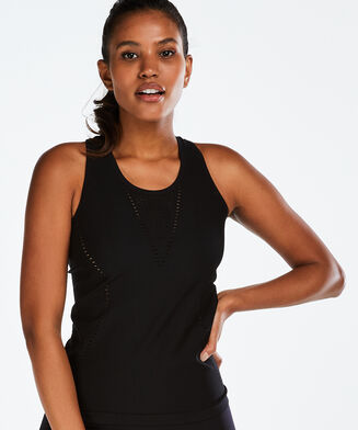 Camiseta sin mangas redonda HKMX, Negro