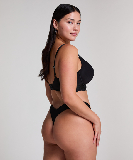 Sujetador push-up con aros de l&iacute;nea larga y relleno Jemima, Negro