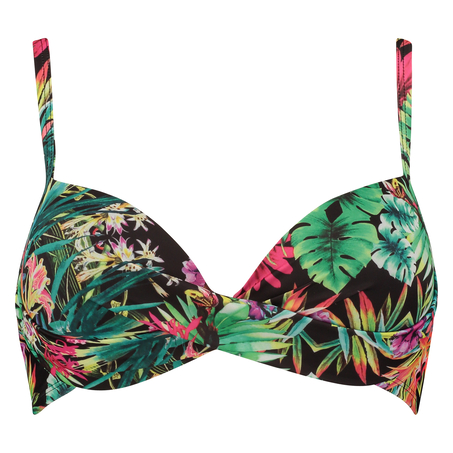 Top de bikini preformado Jungle Fever Twist, Negro