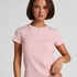 Top de pijama de manga corta rib crew neck, Rosa