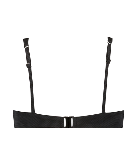 Top de bikini de aros no preformado Scallop, Negro